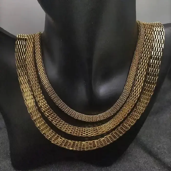 Ensemble de colliers et Bracelets en maille d'acier inoxydable