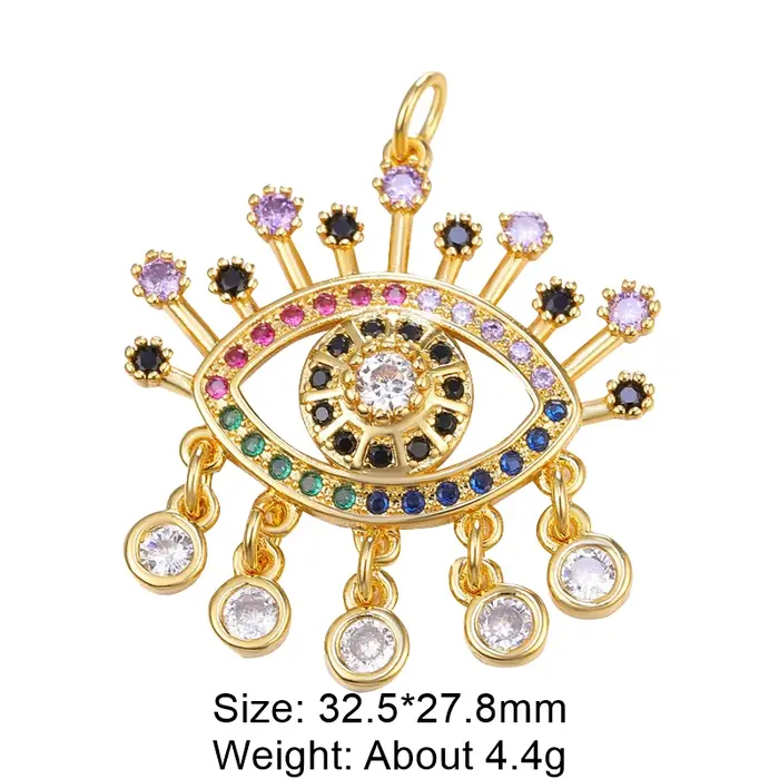 Juya 18K plaqué or artisanat émail hindouisme religieux judaïsme grec mauvais œil breloques pour bricolage pendentif fabrication de bijoux turcs