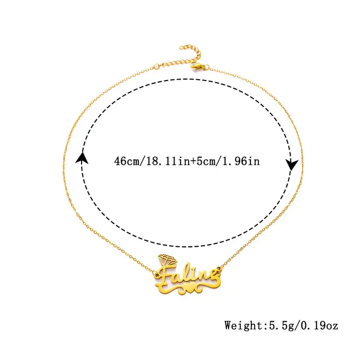 Collier personnalisé avec nom et pendentif de diamant en acier inoxydable, or ou argent pour femmes et hommes occasions spéciales