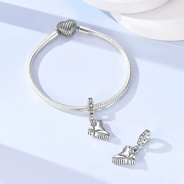 Breloques en argent sterling 925 avec zircon cubique CZ en forme de botte, compatibles avec les bracelets originaux, pour la création de bijoux DIY, cadeau pour femme