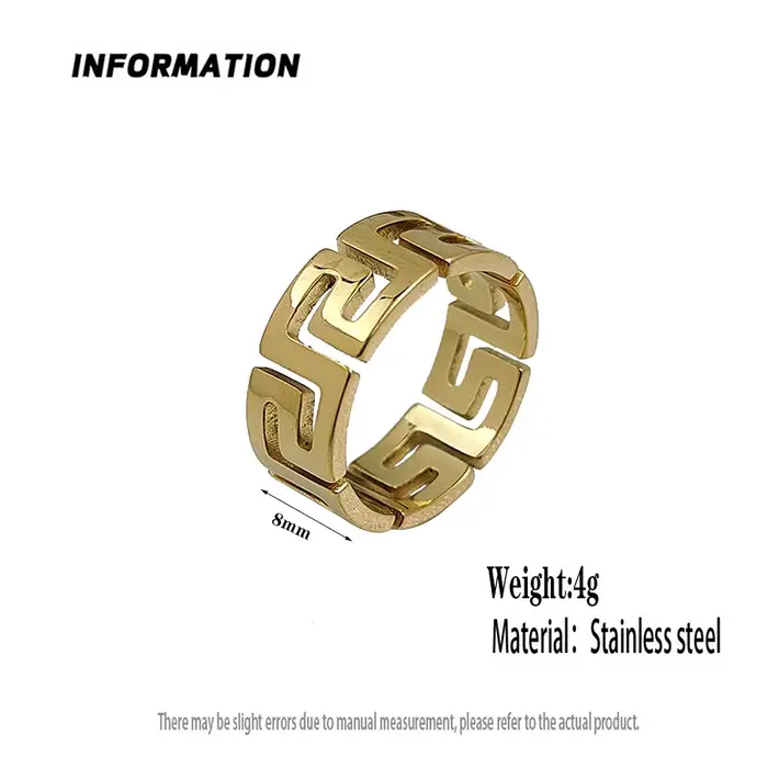 Bague pour hommes plaquée or en acier inoxydable