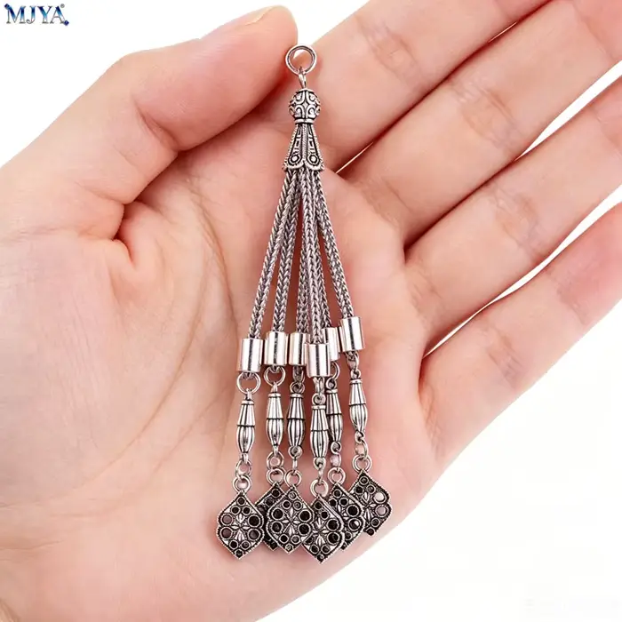 Pendentif long à pompon MJYA, breloque décorative ethnique pour la fabrication de bijoux, fournitures et accessoires pour la fabrication de chapelets religieux DIY