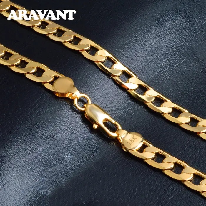 Aravant 925 argent 4MM/6MM/8MM 18K or plat collier chaînes pour hommes femmes bijoux de mode