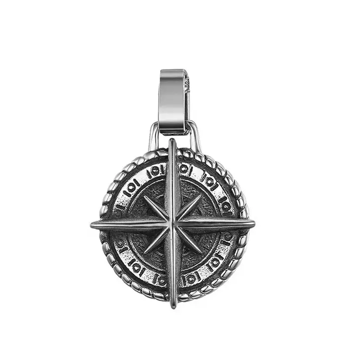 Colliers pendentif boussole viking vintage pour hommes