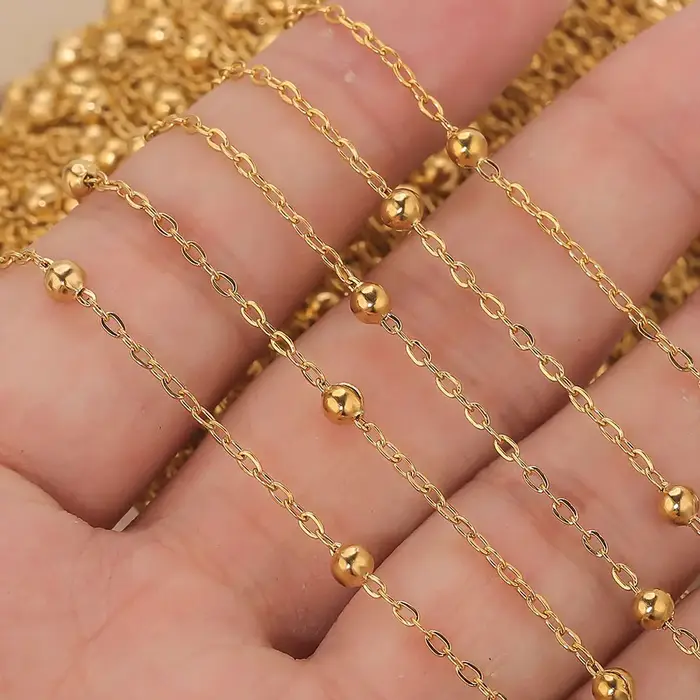 Chaîne de perles boule dorées en acier inoxydable de 2M