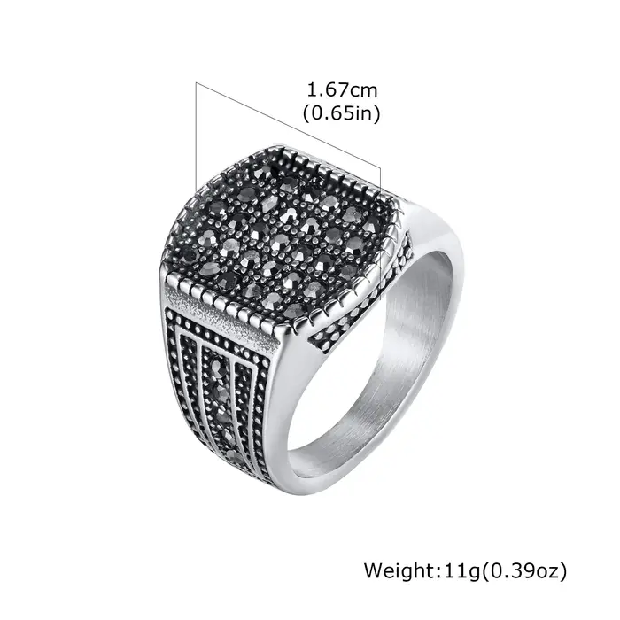 Bague de pouce en acier inoxydable sertie de zirconium blanc pour hommes et garçons style punk moderne à offrir pour occasions spéciales et quotidienne