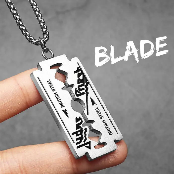 Collier Lame de Rasoir avec Pendentif pour Homme et Femme