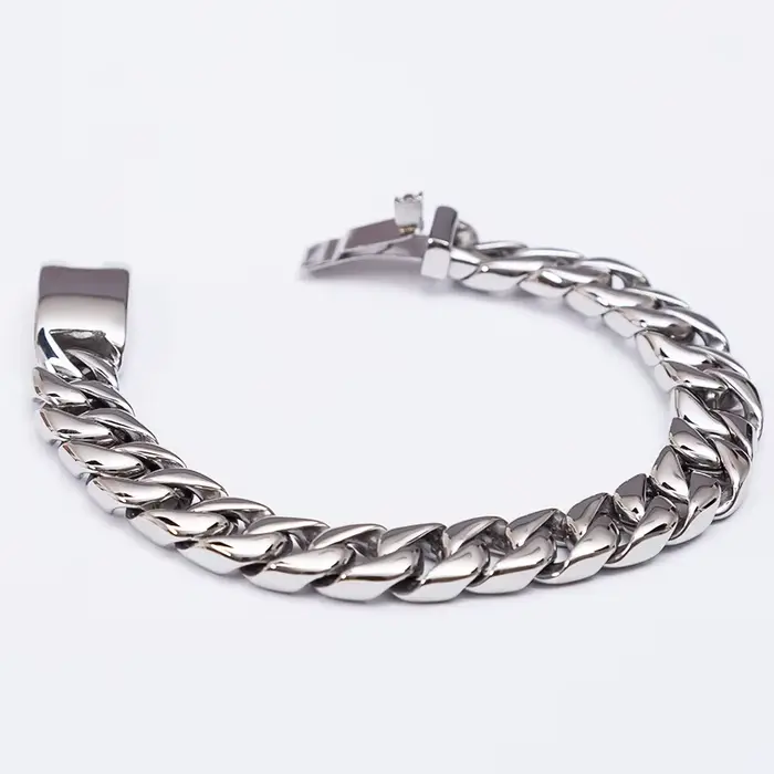 Gourmette JOOn en Acier Inoxydable pour Homme, Bijoux Poli et Brossé, Bracelet Classique, 12mm, SION L