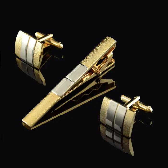Ensemble de Clips et lèvent de Manchette en Or pour Homme