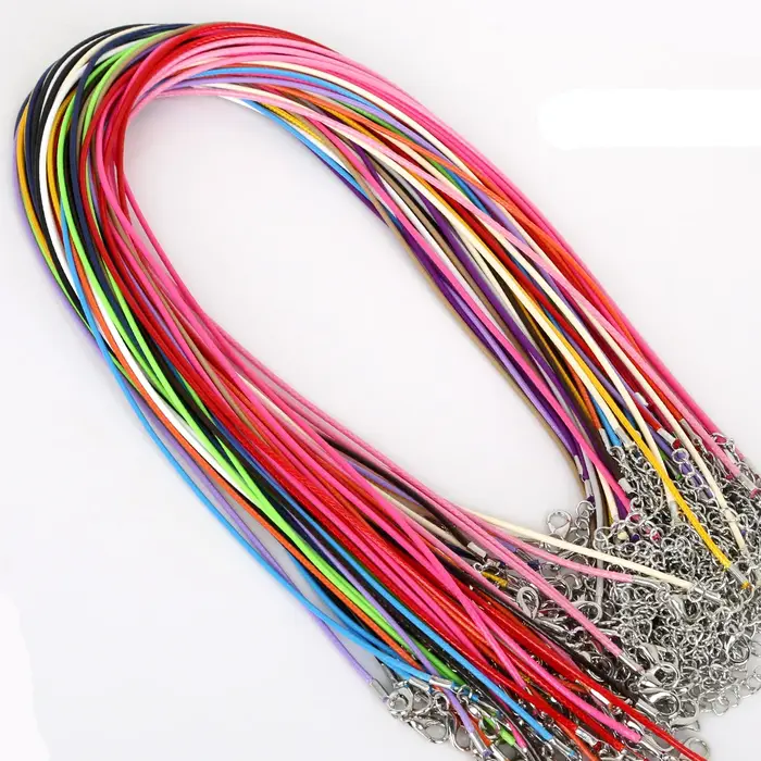 10 pièces 1.5/2mm coton ciré cordon réglable tressé corde chaîne de collier avec fermoir à homard bijoux à bricoler soi-même faisant à la main