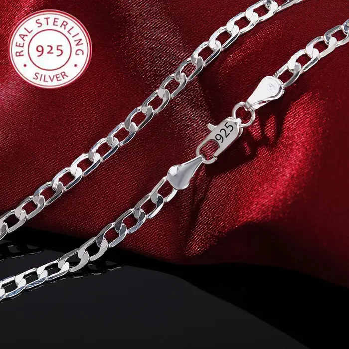 Collier en argent Sterling 925 pour hommes et femmes, chaîne classique de 16 à 30 pouces de 4MM, bij