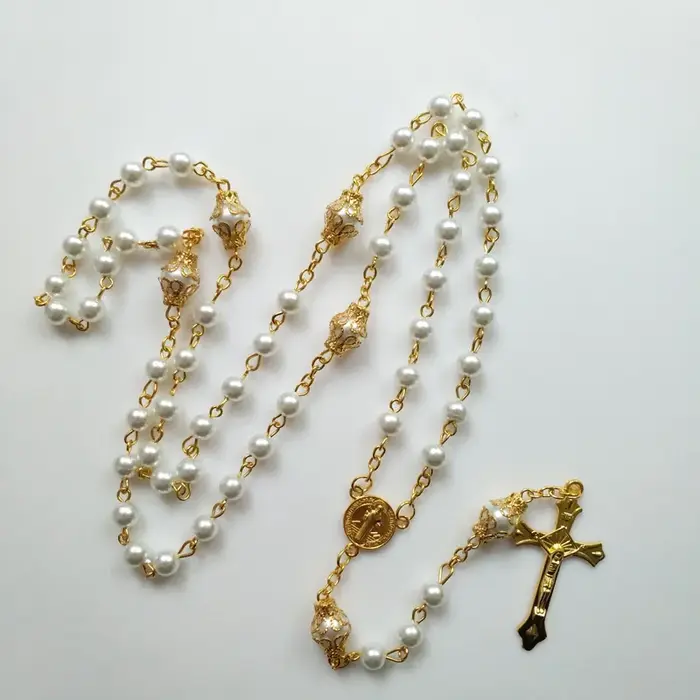 Médaille religieuse Saint benoît Crucifix croix collier en Y cinq chapelet béni