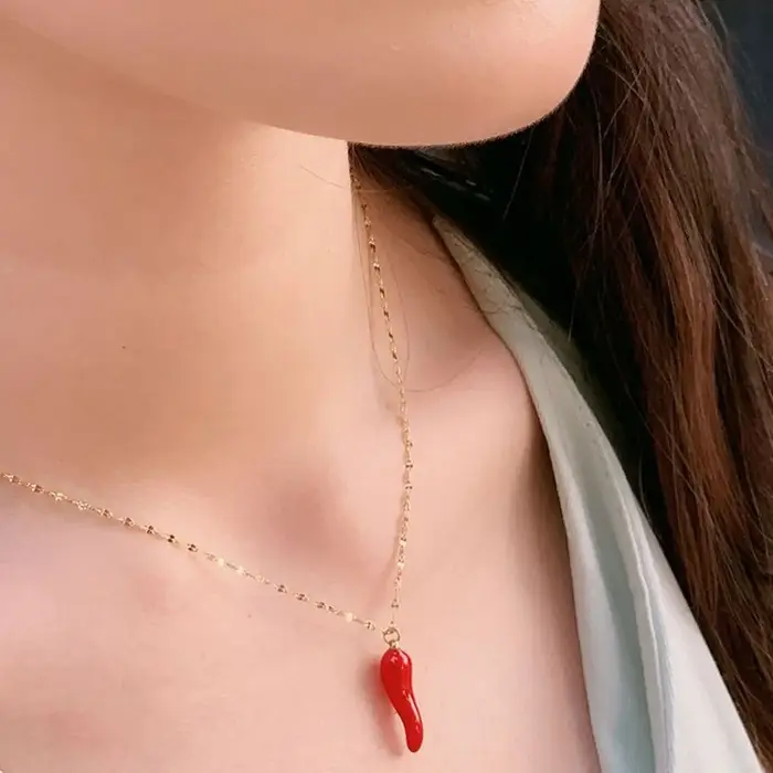 CARLIDANA émail Chili pendentif à breloque collier corne porte-bonheur