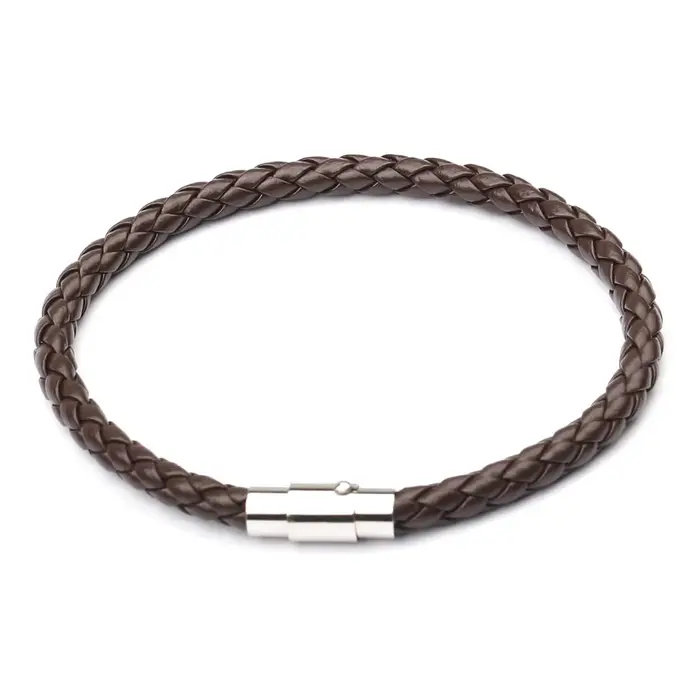 Bracelet en cuir tressé coloré pour hommes et femmes, 21cm, Punk, breloque en acier inoxydable, bijoux de Couple, tendance, été