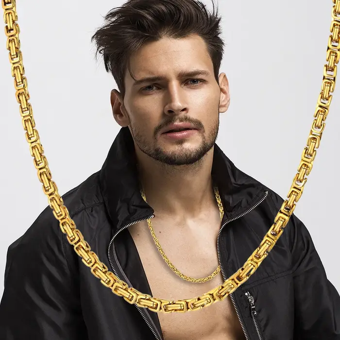 Collier chaîne en or pour hommes 20 "23" 26 "mâle Corrente couleur or