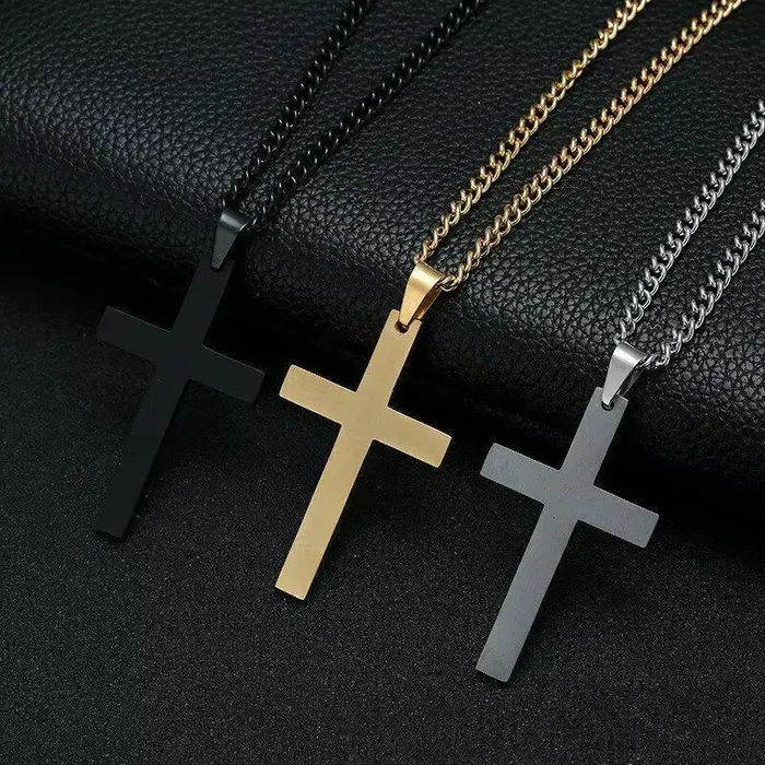 Collier avec pendentif croix chrétienne pour hommes et femmes, pendentif religieux en métal à la mode, accessoires bijoux de fête, nouvelle collection