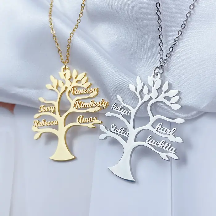 Collier arbre de vie personnalisé avec 1 à 6 noms