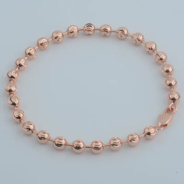Bracelet de perles plaqué or Rose pour femmes et hommes, 5MM, chaînes de couleur jaune