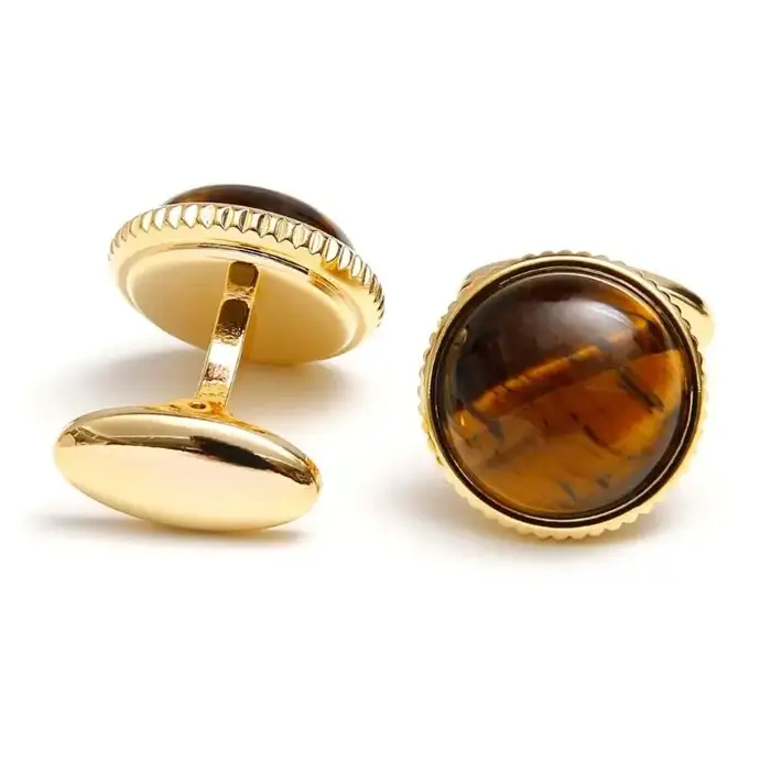 Boutons manchette ronds dorés 31BB, pour diverses chemises, accessoire mode pour hommes