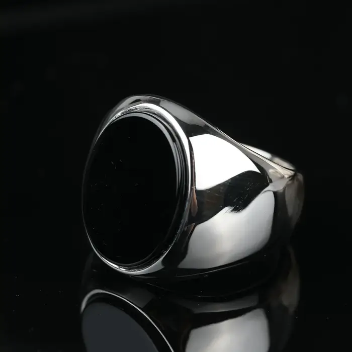 Bagues chevalière en Onyx naturel pour hommes, en acier inoxydable, bijoux de mariage, rétro Punk, p
