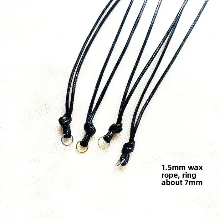 Collier réglable en cuir ciré noir fait main