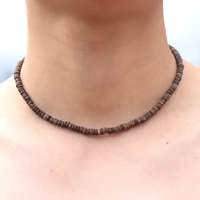Nouveau collier Unique en coquille de noix de coco naturelle pour hommes