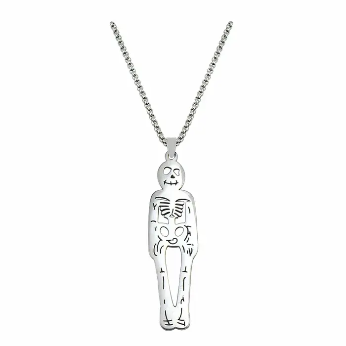 Squelette DstressCollier pour Hommes et Femmes, Modules de Crâne de Personnalité, Acier Inoxydable, Logo Mignon, Accessoires de Bijoux PmotPunk, Cadeau de Festival
