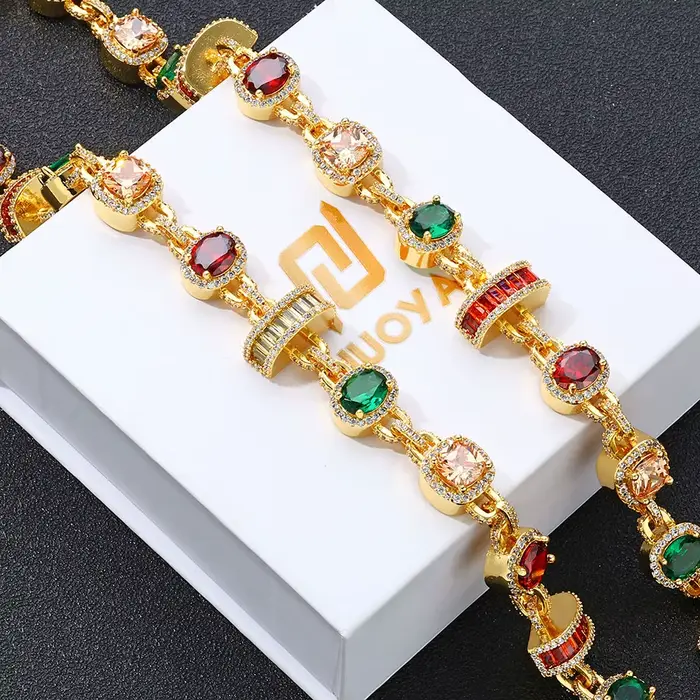 ESKEEM – collier glacé multicolore en rubis et émeraude