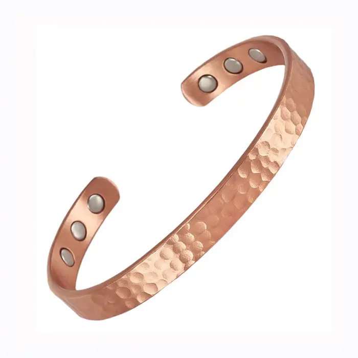 Bracelets magnétiques en cuivre pur pour femmes et hommes, manchette Vintage en or Rose, breloques, 