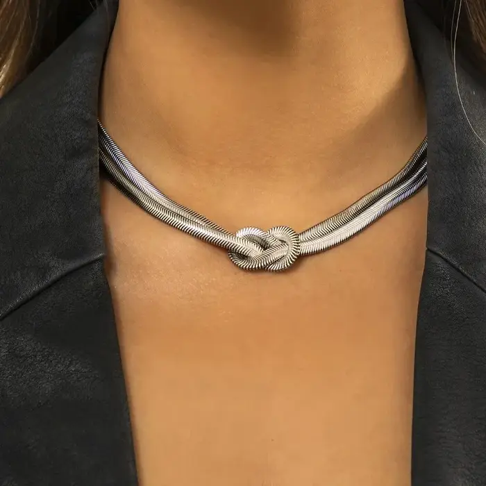 Collier ras du cou double couche Minar Punk Hip Hop en alliage métallique plaqué or et argent