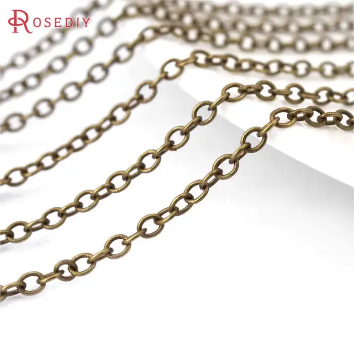 Chaîne en fil rond en cuivre bronze antique en forme de O