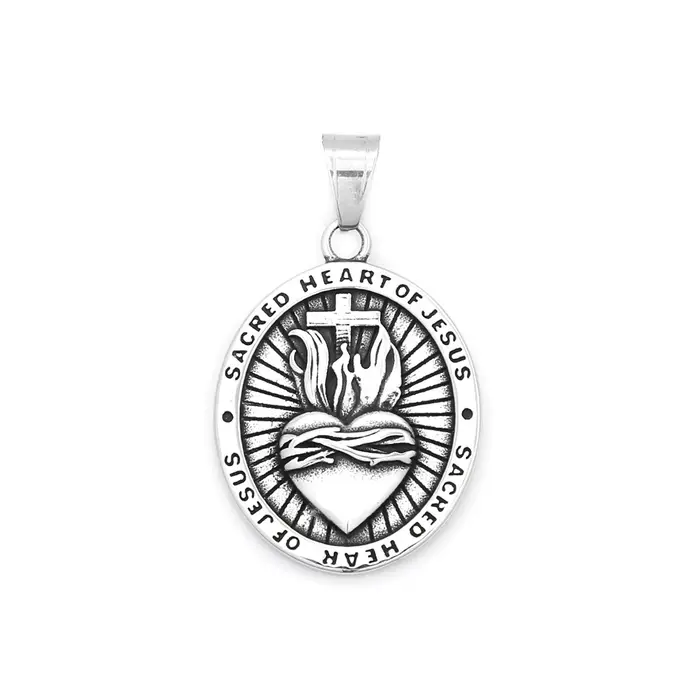 Collier pendentif coeur de jésus pour hommes et femmes, en acier inoxydable 316L, croix religieuse, 