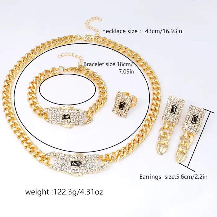 Ensemble de bijoux 18K plaqué or avec motifs géométriques pour femmes, élégant à offrir pour occasions spéciales