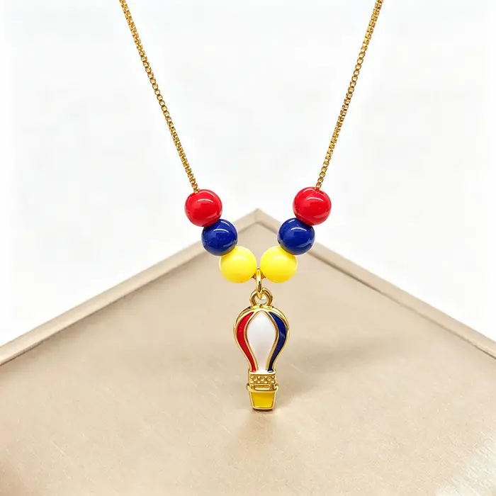 Collier Perles en Forme de Cœur Violon Papillon Unisexe Classique pour Femme Occasions Spéciales Bijou Patriotique