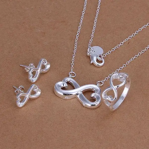 925 argent sterling certains modèles cadeau de Saint Valentin collier bracelet boucles d'oreilles ensembles de bijoux de mode pour les femmes mariage de mariée
