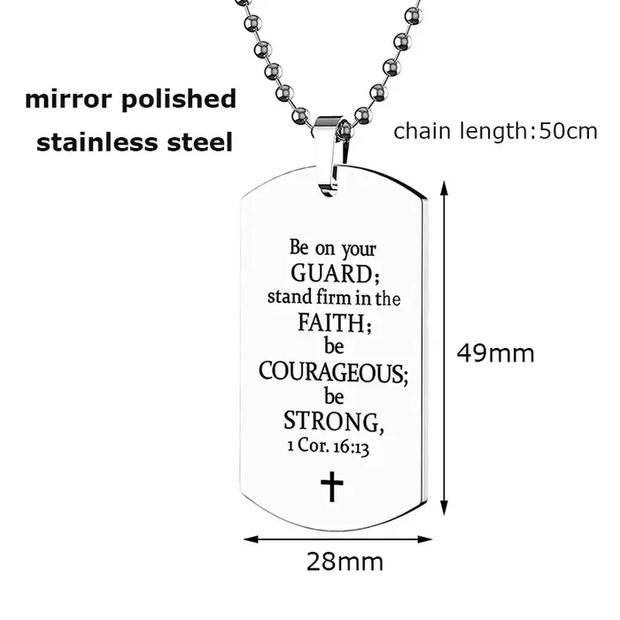 Collier pendentif verset de la Bible pour homme ou garçon