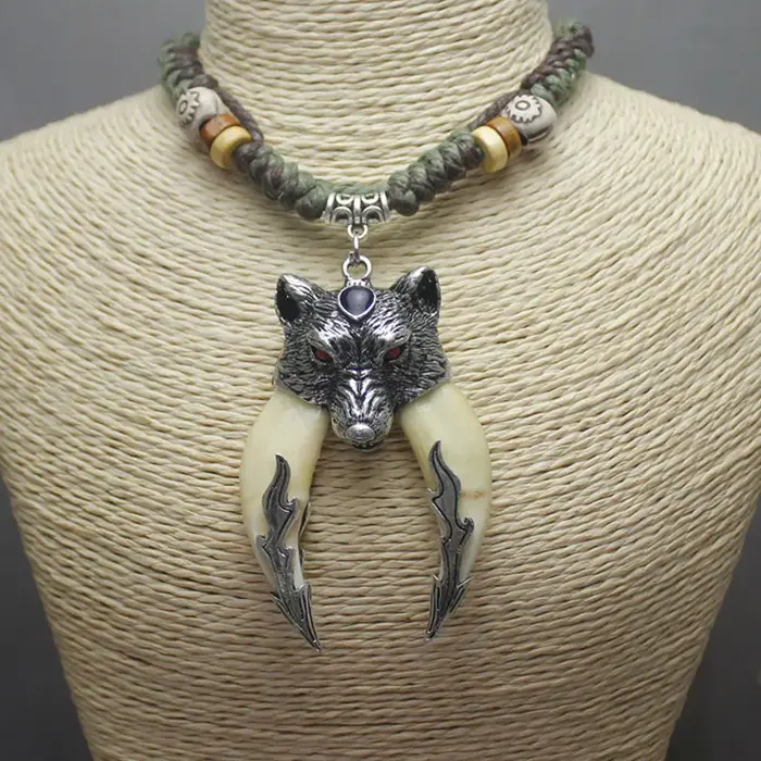 Group collier de dent naturelle pour homme