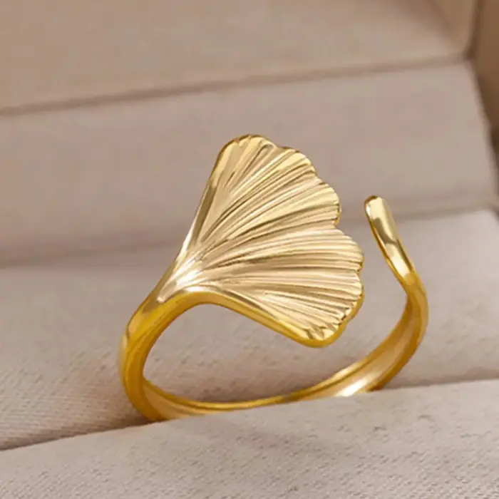 Bagues en forme de feuille de Ginkgo pour femmes