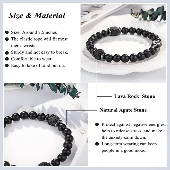 Bracelet perlé avec carte d'amour pour homme