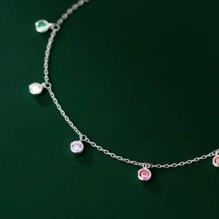 ANENJERY rond délicat Zircon breloque cheville pour femmes Bracelet Simple mode bijoux en gros
