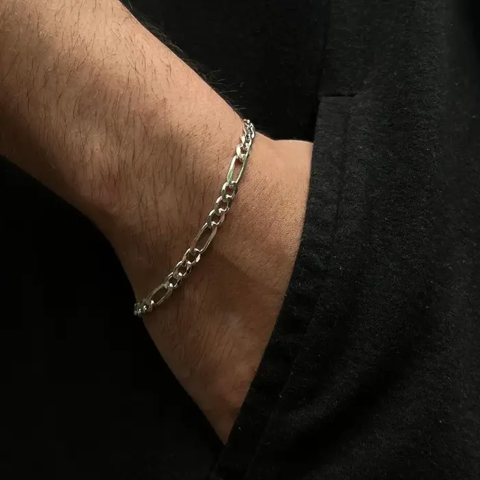 Ensemble de 2 bracelets pour hommes avec chaîne en boîte et maillons cubains