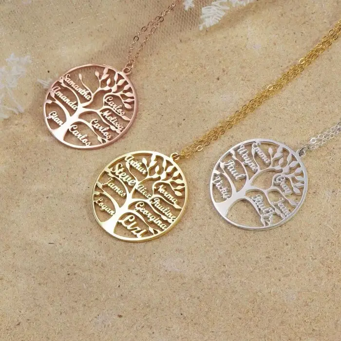 Collier personnalisé d'arbre de vie avec noms de mère et enfants, bijou personnalisé en acier inoxydable doré pour occasions spéciales femmes