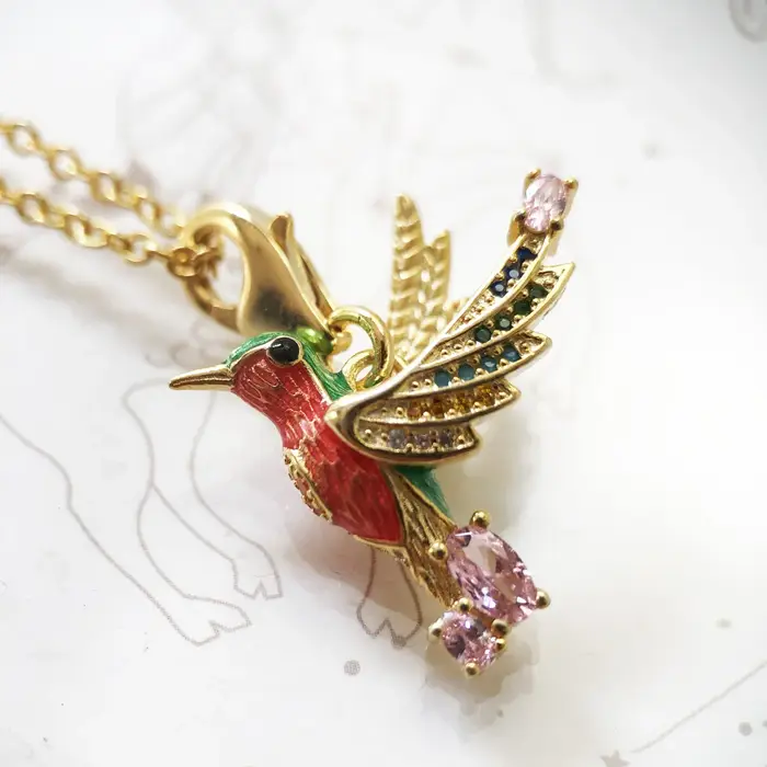 Collier colibris coloré