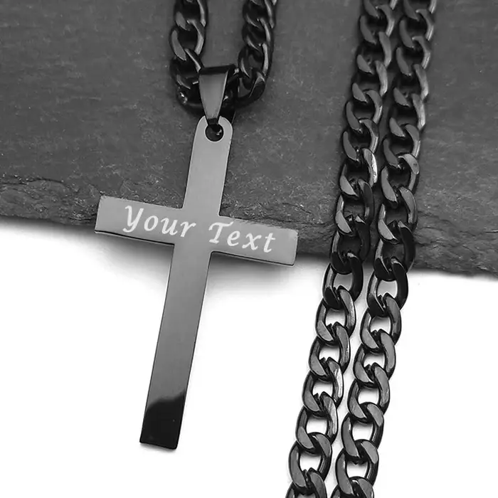 Texte personnalisé chrétien Hip Hop jésus croix Collier personnalisé en acier inoxydable bijoux femm