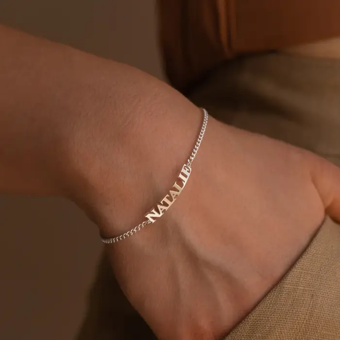 Bracelet minimaliste personnalisé avec chaîne de bordure, pendentif fait à la main, cadeau de demois