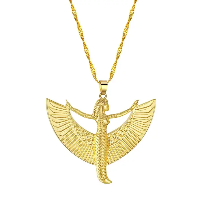 Isis déesse étain antique égyptien occulte divinité mode couleur or pendentif collier pour femmes cadeau pour petite amie bijoux