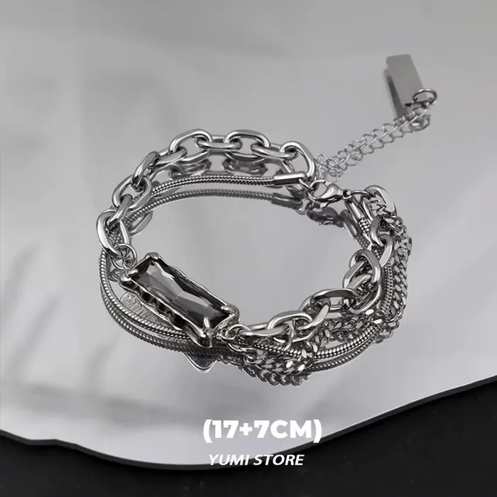 Collier à pampilles carrées à double couche pour hommes, clavicule en acier au titane, bijoux de conception coréenne, accessoires K-pop, vente en gros