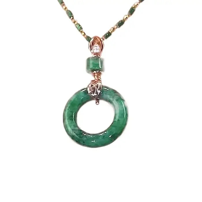 Collier vintage en os imitation jade style totem solaire chaîne fleurs femme occasions spéciales