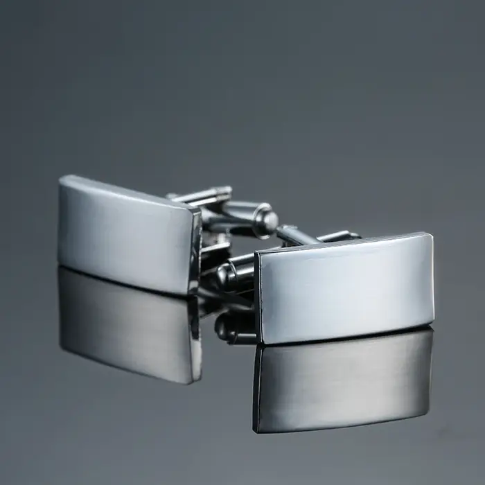 Boutons de manchette pour chemises pour hommes, boutons de manchette en métal blanc laser, accessoir