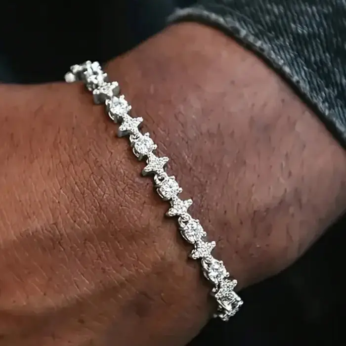 Bracelet rond en pierre et zircone cubique pour hommes